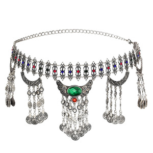 Cintura in Metallo Tribale Afghano Kuchi Vintage alla Moda con Monete e Nappe, Catena per il Corpo e la Vita da Donna - Product Image 2