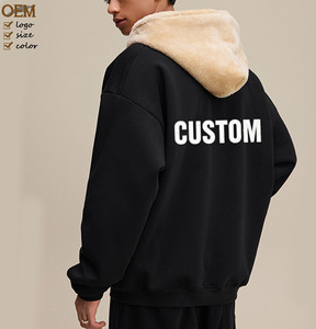 Sweat-shirt à capuche zippé en polaire épais doublé polaire, style <span class=keywords><strong>patchwork</strong></span>, coupe courte, pour homme, fabrication sur mesure OEM - Product Image 1