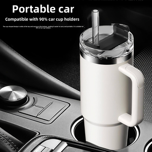 Stocked Classic Coffee Mug Thermal <strong>Glasses</strong> 304 <strong>Stainless</strong> Steel Insulated Tumbler With Straw Lids Cup 40oz Tumbler with Handle - Product Image 4