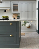 Juego Completo de Gabinetes de Cocina Verdes, Muebles de Cocina de Diseño Moderno, Gabinetes de Cocina Modulares de Madera Estilo Shaker