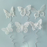 Décoration de gâteau papillon - Accessoire de pâtisserie 3D blanc scintillant pour anniversaire, étiquette décorative pour desserts, toppers de gâteau