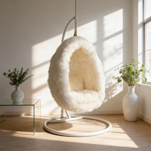 Fauteuil suspendu contemporain d'intérieur et d'extérieur avec support, balançoire en rotin <span class=keywords><strong>pour</strong></span> le salon - Product Image 3