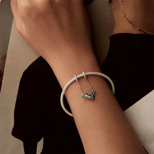 จี้เงิน S925ไม้ไผ่ฟอเรสต์แพนด้าทำจากเงินดั้งเดิมผลิตภัณฑ์ยอดนิยมสร้อยข้อมือเงินแท้ - Product Image 4