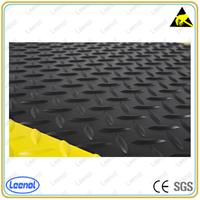 Tapis anti-fatigue ESD antidérapant Leenol, 15 mm d'épaisseur, tapis de sol pour poste de travail industriel avec bordure jaune d'avertissement pour ligne d'assemblage