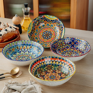 Bol à soupe au <span class=keywords><strong>chou</strong></span> peint sous glaçure bohème bol en céramique occidentale peinte <span class=keywords><strong>vaisselle</strong></span> domestique - Product Image 4