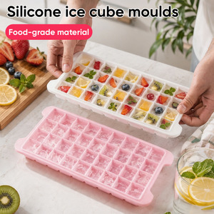 Bac à glaçons en silicone 24/36 compartiments avec couvercle, moule à glaçons de qualité alimentaire à poussoir pour congélateur, cuisine, bar et fêtes - Product Image 1