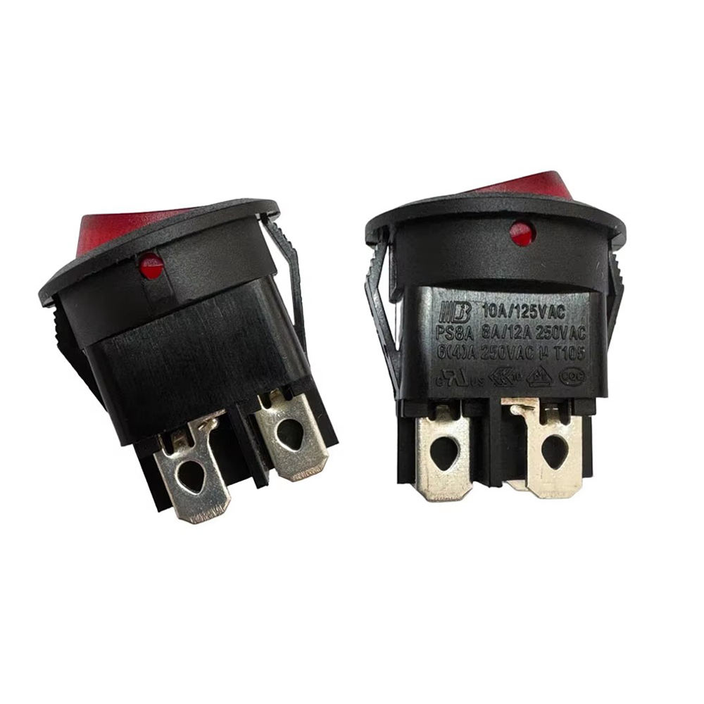 Factory Price Red Indicator Light Led Rocker Switch 4 Pin Round Button Power Switch for Electrical Equipments