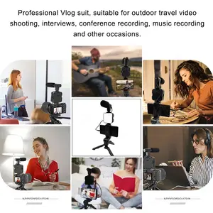 AY-49 Portable Podcast Vidéo Vlogging Making Equipment Kit Universel Trépied Support Pour Iphone Téléphone Avec Micro Léger Et Microphone