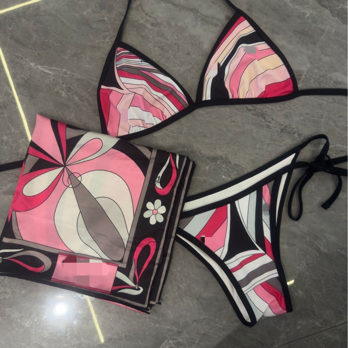 Ph2509 bikini coloré avec écharpe