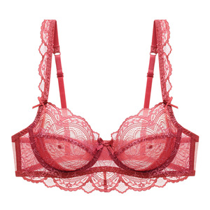 Soutien-gorge en dentelle transparente blanche, coupe trois quarts, lingerie féminine, usage quotidien - Product Image 5