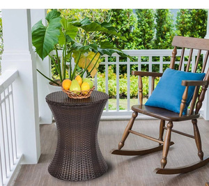 Commercio all'ingrosso personalizzato Rattan giardino tavolo da <span class=keywords><strong>Bar</strong></span> fresco <span class=keywords><strong>esterno</strong></span> Patio con birra vino Cooler vasca idromassaggio lato tavolo e secchiello per il ghiaccio - Product Image 6
