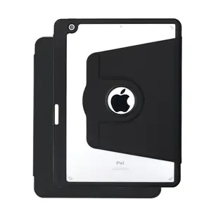 Transparent Acrylic Swivel ipad 10.2 Tablet Cover Case With Pencil Slot for ipad 8th Generation