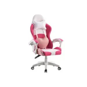 شعبية تصميم الوردي والأبيض شبكة النسيج RGB الكمبيوتر سيدة ألعاب Sillas الألعاب كرسي بمسند للقدم