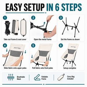 Outdoor Art-Style Space-Back Folding <b>Stool</b> Portable Camping & Balcony Fishing Recliner With Oxford Cloth Moon Chair - Product Image 2