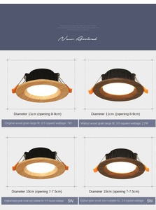 Luz LED empotrada de grano de madera creativa, foco COB de alto brillo de aleación de aluminio, luz descendente de techo para sala de estar y dormitorio - Product Image 2