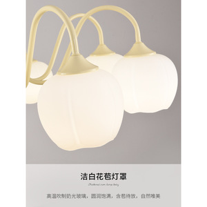 Lustre LED crème style français, hauteur réglable, lumière douce pour les yeux, idéal salon et chambre, suspension style pastoral - Product Image 1