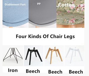 Chaises de salle à manger scandinaves avec coussin supérieur convertible, meubles de maison nordiques, pieds en bois, design contemporain, matériau en tissu - Product Image 4