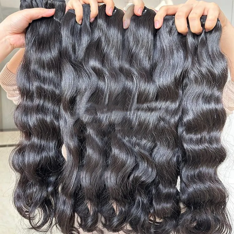 Vietnamese Raw Unprocessed Virgin Human hair Cuticle Aligned Natural Wave Double Drawn Human Hair Bundles