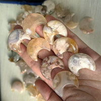 Ideas de nuevos productos 2025 30mm flor ágata Lune tallado cristales artesanías Natur flor de cerezo ágata luna creciente para regalo
