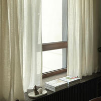 Voilages en lin personnalisables pour fenêtres, rideaux pour maison, hôtel, hôpital, chambre à coucher, avec dentelle décorative pour l'ombrage