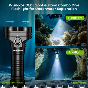 Lampe de plongée LED Wurkkos 6000 lumens, lampe de plongée de nuit robuste, double source de lumière, lampe de recherche d'urgence portable - Product Image 2