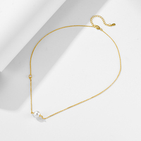 Collar de Perla Natural Individual de Plata de Ley 925, Simple y Pequeño, con Baño de Oro Vermeil, Bajo MOQ