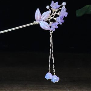 Horquillas para el cabello para mujer, estilo antiguo, palillo para el cabello vintage con flor de lirio, horquilla de aleación con borlas de nuevo estilo chino que se balancean al caminar - Product Image 6