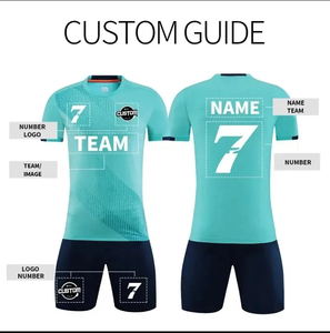 Anpassbare Erwachsenen-Fußballtrikots Uniform-Sets Kurzarm 100% Polyester Wärmeübertragungsdruck Teamnamen/Nummern Spieler - Product Image 5