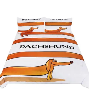 3D impresso flor planta dachshund cão poliéster tecido cama conjunto pronto para enviar