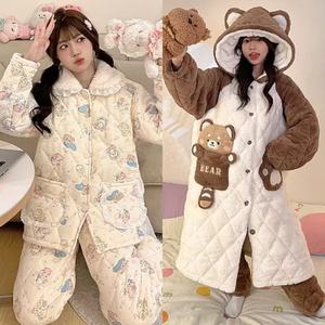 <span class=keywords><strong>Pigiama</strong></span> in pile di corallo all'ingrosso a basso prezzo; Pantaloni in pile di corallo a maniche lunghe da <span class=keywords><strong>donna</strong></span> autunno e inverno vestiti per la casa in due pezzi - Product Image 5