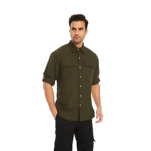 UPF 50 + 태양 보호 긴 소매 셔츠 하이킹 낚시 캠핑 여행 작업 남자 전술 사파리 셔츠