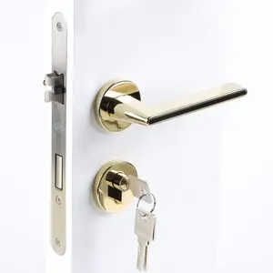 High Quality Zinc Alloy Modern PVD Finish Wooden Lock Door Handle