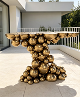 Table console en métal de luxe italienne sur mesure, table d'appoint à sphères dorées empilées