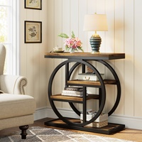 Table basse moderne pour salon, étagères étroites à 4 niveaux, meubles de maison en bois avec cadre en métal géométrique