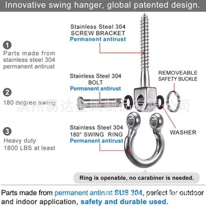 Gancho de acero inoxidable de alta resistencia Eda M8 con giro de 180 grados para colgar cestas - Product Image 5