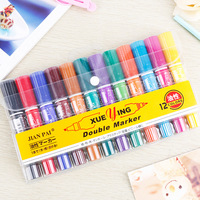 Ensemble de marqueurs d'art effaçables à double tête, 12 couleurs, 12 pièces, modèle 001