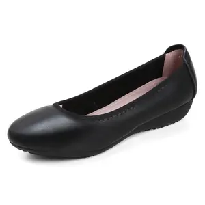 Zapatos de Trabajo de Cuero Negro para Mujer Color Sólido Mocasines Descalzos de Suela Plana y Blanda a la Moda para Otoño Sin Cordones - Product Image 4