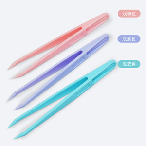 Pinces fines en plastique coloré, adaptées aux autocollants pour nail art faits main, avec pointes renforcées. - Product Image 3