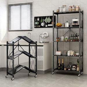 2025 New Trends Customized 5 Tier Metal Household Storage <b>Racks</b> Floor Standing and Foldable Snack Storage Units - Product Image 1