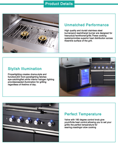 Isla de Cocina para Exteriores de Acero Inoxidable Moderna, Resistente y Eléctrica, Ajustable, con Fregadero y Ahumador Integrados - Product Image 5