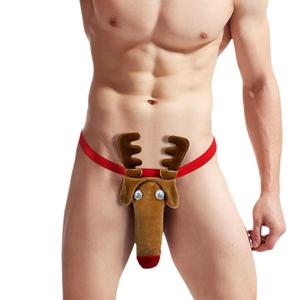 String <span class=keywords><strong>sexy</strong></span> en polyester taille basse pour hommes, sous-vêtements à motif de cerf, respirant, manches de pénis pour Noël et Halloween, jouet pour adultes - Product Image 2