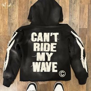 Streetwear patchs brodés personnalisés logo Sun Fade Premium 500GSM sweat à capuche lavé à l'acide en coton éponge français vieilli - Product Image 3