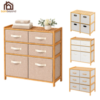 Armoire de rangement en bambou à 6 tiroirs, tiroirs amovibles en tissu gaufré, organisateur de vêtements pour chambre, salon, salle de bain