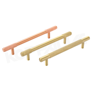 Kitchen Furniture T Bar Copper Drawer Handle Cabinet Cupboard Solid Brass Knurled Pull Handles