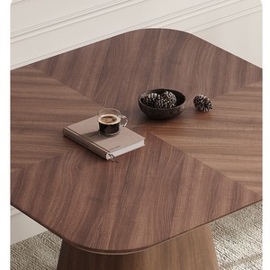 Mesa de comedor moderna nórdica vintage cuadrada de madera maciza con acabado en Nogal Negro diseño simple para el hogar y apartamentos pequeños - Product Image 6