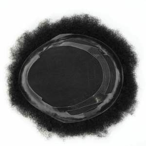 Prothèse capillaire indétectable pour homme, toupet afro en cheveux indiens Remy avec base PU + Mono, système capillaire afro - Product Image 4