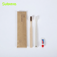 Kit de brosses à dents biodégradables écologiques pour hôtel, emballage en papier kraft, articles de toilette jetables pour hôtels, resorts, spas