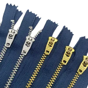 Atacado personalizado ouro dentes metal fechado zíper design de moda para sacos de sapatos roupas jeans acesso