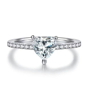 Huacan แหวนเพชรสำหรับผู้หญิงขนาด14K <span class=keywords><strong>18K</strong></span> สีทอง0.5ct 3ct หัวใจสำหรับห้องปฏิบัติการ - Product Image 1