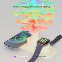 Nouvelle lampe de table de charge sans fil en forme d'arbre en spirale créative, en matériau ABS, lumière d'ambiance nocturne pour téléphone portable, casque, montre, moderne